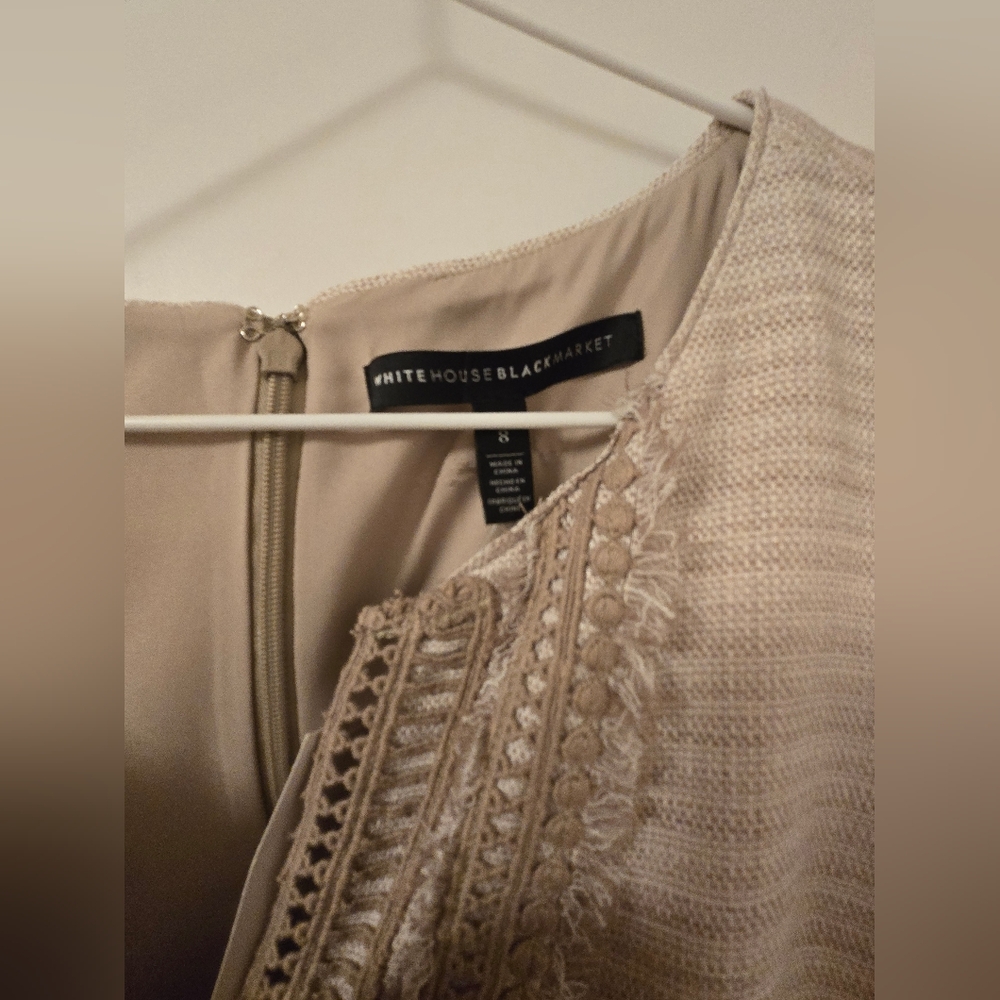 NWT White House Black Market Beige Sleeveless Suit Dress - Picture 5 of 11
